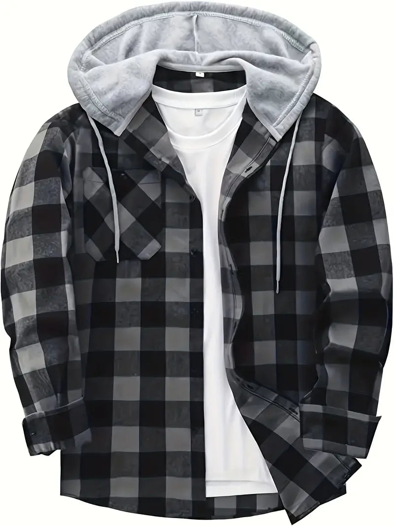 Joshua | Checkered Cardigan with Hoodie