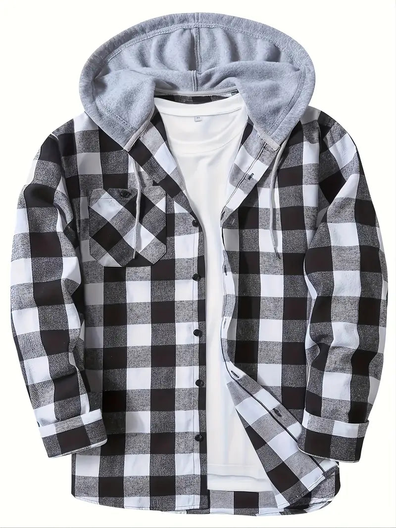 Joshua | Checkered Cardigan with Hoodie