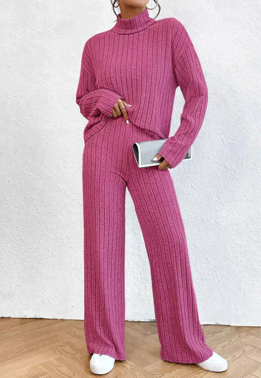 Fabuleux | Knitted pants and turtleneck sweater