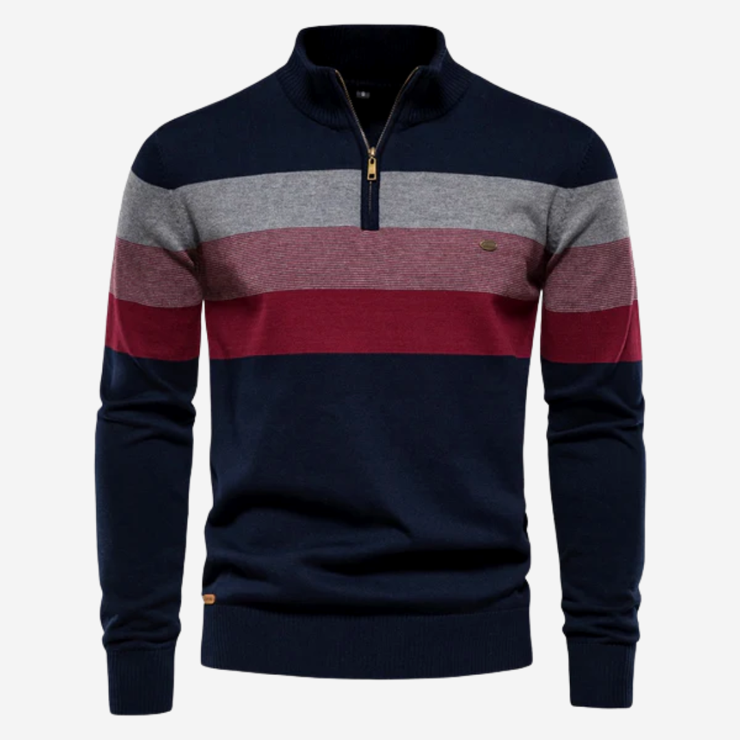 Sean | Bold Striped Zip Neck Sweater