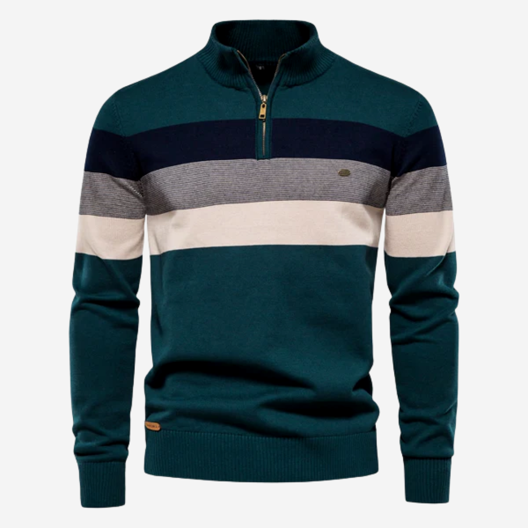 Sean | Bold Striped Zip Neck Sweater