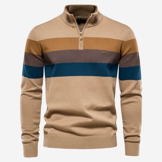 Sean | Bold Striped Zip Neck Sweater